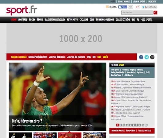 Sport.fr page d'accueil