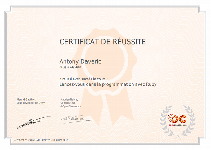 Certification Ruby
